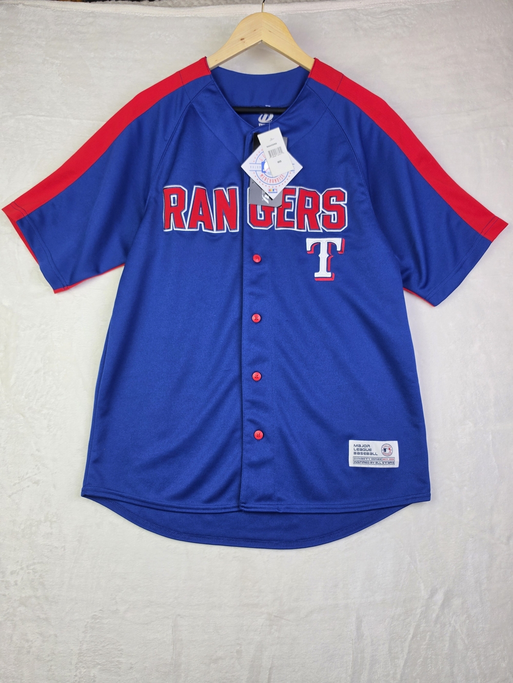 Texas‎ Rangers MLB Dynasty Series Jersey Size Medium Blue NWT Button Front